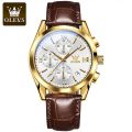 Olevs Top Luxury Leather Analog quartz fashionable watch for men. 