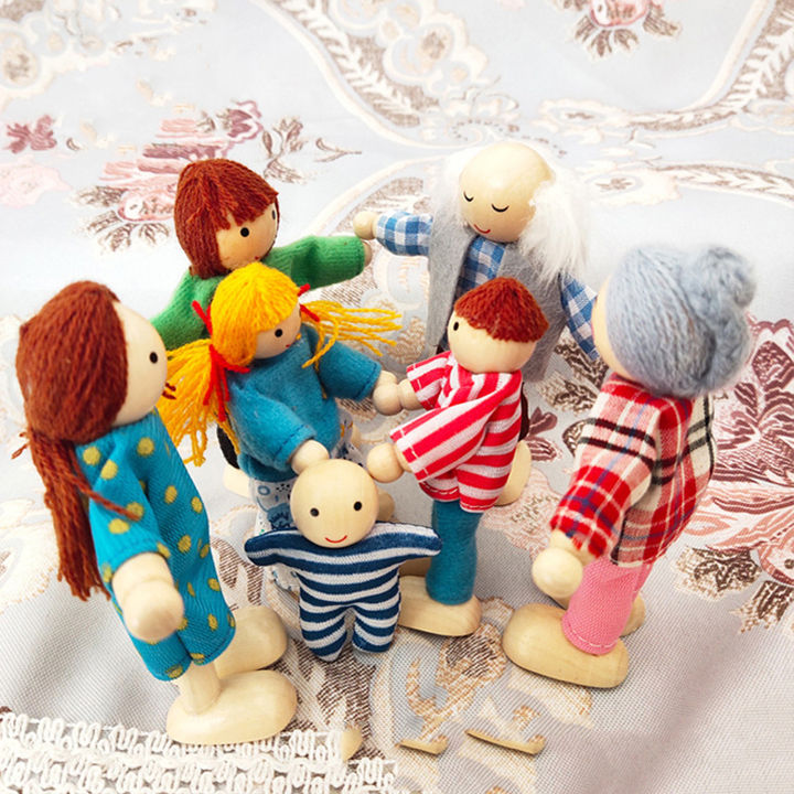 7Pcs/Set%20Cartoon%20Family%20Wooden%20Movable%20Jointed%20Doll%20Parent-child%20Toys%20Kids%20Gift%20-%20Image%209