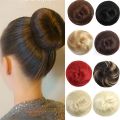 Straight Hair Bun Wig Elastic Rubber Band Fake Hair Bun Drawstring Ponytail Synthetic Chignon Hairpiece. 