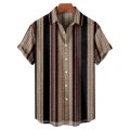 Hawaiian Men's Colourful Striped Social Camisa Short Sleeve Shirts For Men Casual Top Oversized Tee Clothing Fashion Y2k Hot.