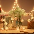 Rattan Ball Garland LED String Patio Lights Christmas Night Lamp Chain Fairy Garden Holiday Wedding New Year Outdoor Decoration--Yellow White--6M40LED USB. 