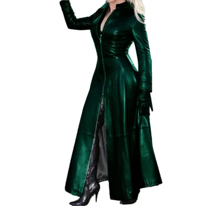 Solid%20Color%20Stand%20Collar%20Coat%20Stylish%20Cyberpunk%20Faux%20Leather%20Jacket%20with%20Stand%20Collar%20Zipper%20Placket%20for%20Women%20Trendy%20for%20Autumn%20-%20Image%202