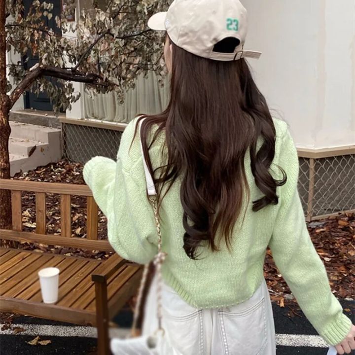 Y2k%20Women%20Cardigan%20Sweater%20Knitted%20Cropped%20Korean%20Short%20Long%20sleeve%20Crop%20Top%20V%20neck%20Fashion%20Clothe%20-%20Image%205