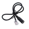 1PC Phone Adapter rj11 to 3.5 female Adapter Convertor Cable PC Computer Headset Telephone - Black.
