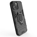 For Apple iPhone 13 Mini Case, Silicone TPU and Hard PC Luxury Armor Shockproof Metal Ring Holder Cover Phone Casing. 