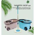 Premium 360 degree floor cleaning spin mop with wheels and mop bucket mop set wtih removable basket.