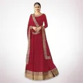 Unstitched Red Georgette Gown For Women. 