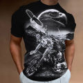 American Eagle Pattern Men'S Tees 3D Motorcycle Printing T-Shirt Short Sleeve Retro Top Summer Men's Clothing Oversized Blouse. 