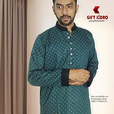 Bottle%20Green%20Panjabi%20for%20Men_Exclusive%20Indian%20Punjabi%20with%20Silver%20Button%20and%20Black%20Sleeves%20-%20Image%204