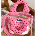 Designer Original Pink Polka Dot Cat Messenger Bag Bucket Bag Shoulder Bag Canvas Bag Handbag Customizable.