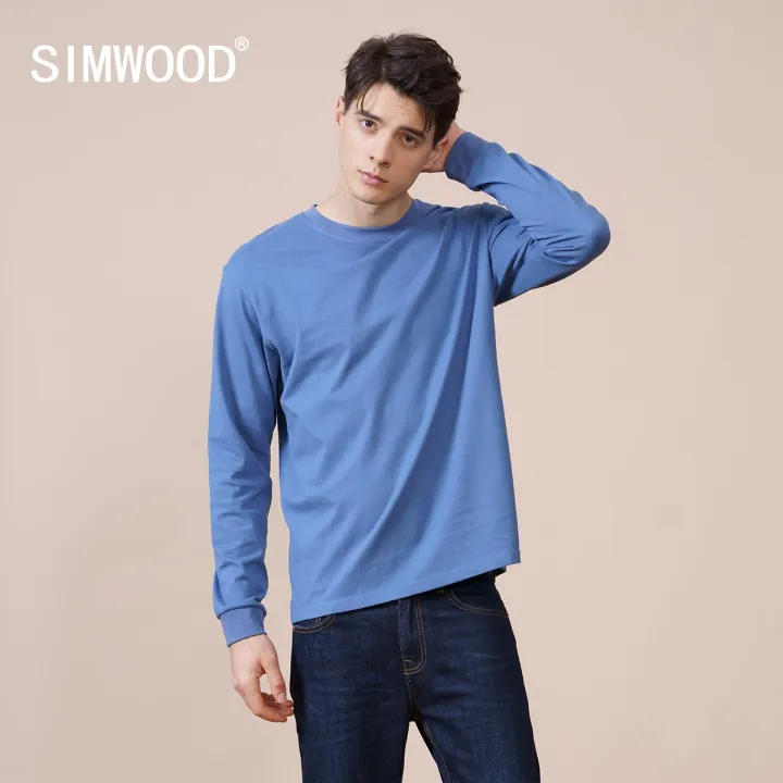 SIMWOOD%20Spring%20Long%20Sleeve%20T%20Shirt%20Men%20Solid%20Color%20100%25%20Cotton%20O-neck%20Tops%20Plus%20Size%20T-shirt%20%20SJ120967%20-%20Image%207