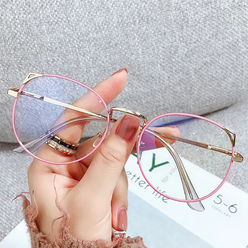 Cat Ear Blue Light Block Glasses Thin Alloy Metal Round Frame Glasses Women Fashion Cute Computer Eyes Protection Spectacles Daraz .bd