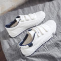 Canvas shoes men's velcro collegiate style small white shoes new couple board shoes junior high school students casual shoes for middle and older children. 