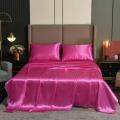 Luxury Silk Microfiber Rose Sheet Set two pcs pillow cover and one Flat sheet Fitted Sheet Bedding Set. 