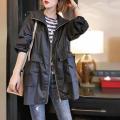 Women's Windbreaker Jackets Mid-Length New Spring Autumn Casaco Large Size 3XL Thin Coat Loose Casual Hooded Jacket Female. 