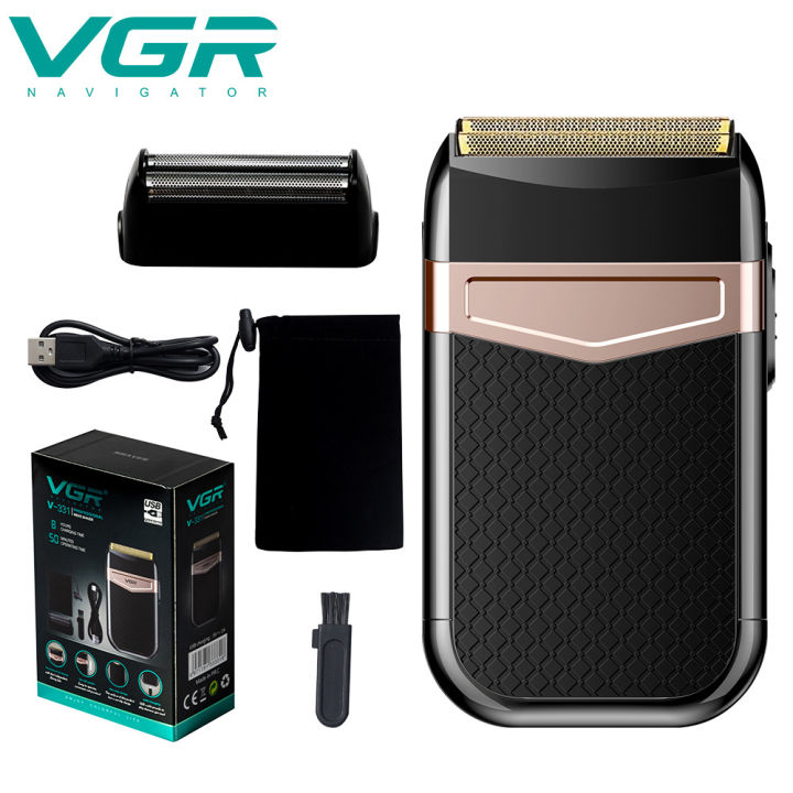 VGR Portable electric full body water wash mini leather shell reciprocating shaver for men 331