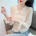 Korean Style Fashionable Top Autumn Women's New Chic Beautiful Small Shirt Popular Long Sleeves Chiffon Shirt This Year.