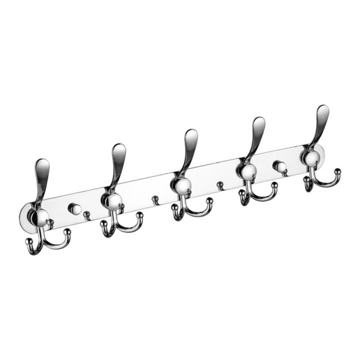 Stainless Steel 5 Hooks Wall Mount Coat Hook Towel Coat Hat Door Hanger Rack