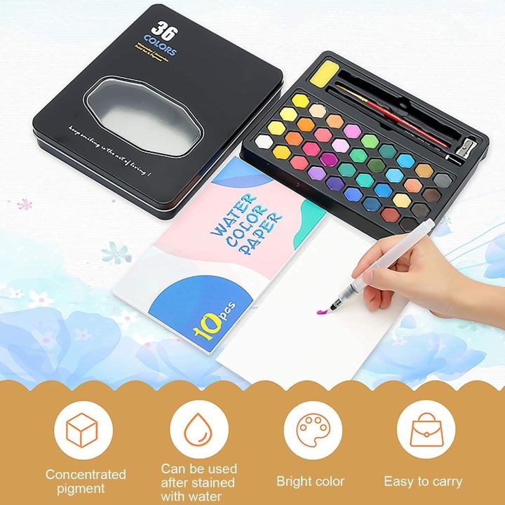Keep%20Smiling%2036%20Colors%20Watercolor%20Cake%20Set%20%20Multicolor%20Pigment%20with%20Brush%20&%20Sponge%20Tin%20Box%20for%20School%20&%20Art%20Use%20-%20Image%203