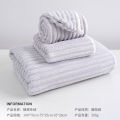 Household candy strip velvet coral velvet Gaoyang towel bath towel shower cap set thickened absorbent non-shedding three-piece set.
