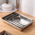 Stainless Steel Rectangular Bakeware Nonstick Pans Fruit Bread Food Storage Trays Plate Kitchen Deep Steamed Dish Baking Tools.