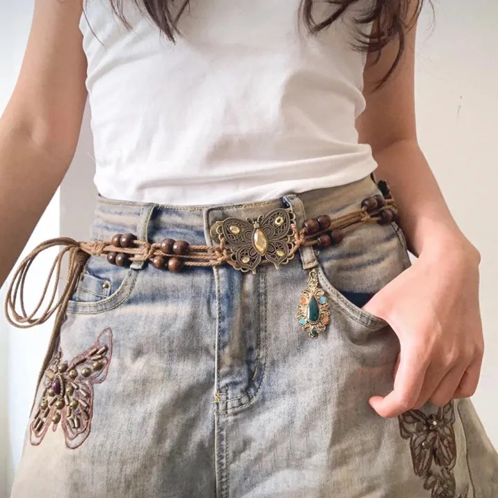 Bohemian%20Style%20Butterfly%20Rhinestone%20Woven%20Belt%20Handmade%20Wooden%20Bead%20Women's%20Belt%20Casual%20Vacation%20Style%20Waist%20Rope%20-%20Image%207
