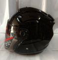 Yohe Halface Shiny Black Helmet: Stylish & Protective Motorcycle Helmet for Your Riding Adventures. 