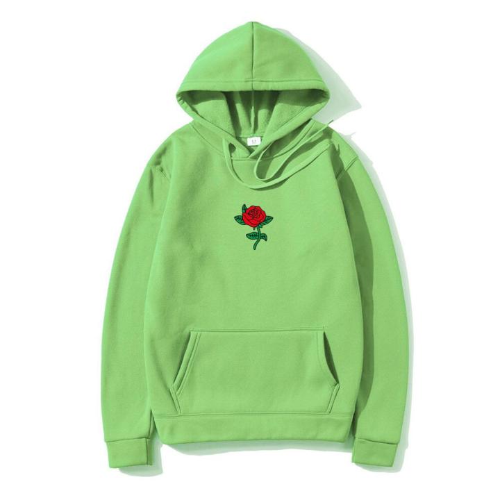 Harajuku Hoodie Sweatshirt Men Fashion Streetwear Rose flower