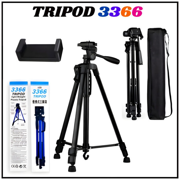 3366 Camera Tripod with Carry Bag, Tripod Stand (4kg Load) for DSLR SLR Cameras Compatible with iPhone & Android