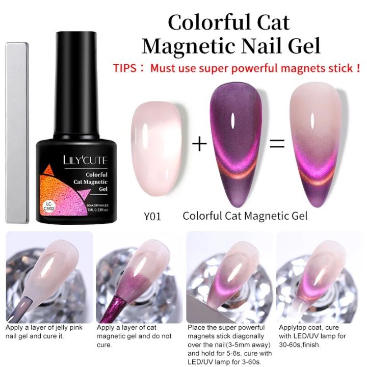 LILYCUTE%20Sparkling%207ml%20Cat%20Magnetic%20Gel%20Nail%20Polish%20Double%20Light%20Rainbow%20Effect%20Semi%20Permanent%20Soak%20Off%20UV%20LED%20Varnish%20Manicure%20-%20Image%206