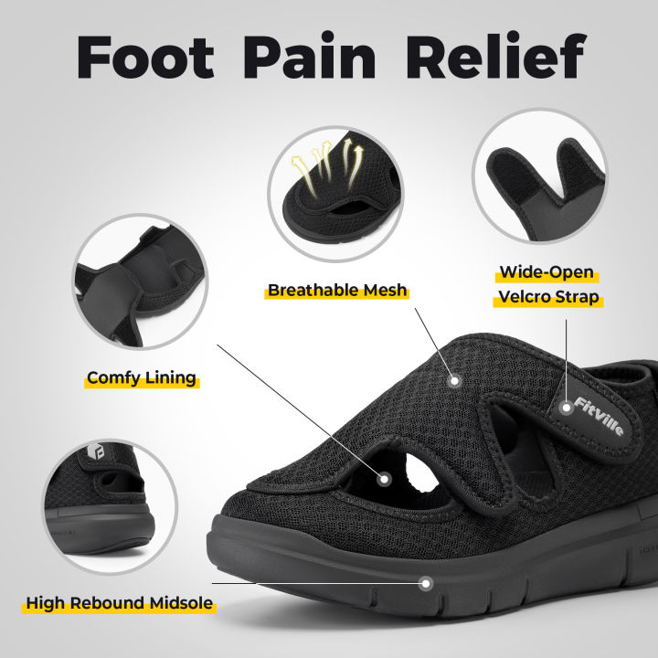 FitVille%20Men's%20Sandals%20Widened%20Diabetes%20Shoes%20Mens%20Summer%20Shoes%20Lightweight%20for%20Swollen%20Feet%20Plantar%20Fasciitis%20Relief%20Pain%20-%20Image%205