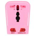 World Travel Adapter Dual 2 USB Plug Charger Power Converter Adaptor Pink.