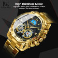 LouisWill Men's Watch Double Tourbillon Hollow Calendar Watch Luminous Watch Steel Band Watch Men's Fashion Steel Watches 30M Waterproof Wristwatches  Watches For Men With Free Box. 