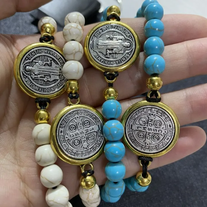 Saint%20Benedict%20Charm%20Hand-Edited%20Turquoise%20Stone%20Bracelet%20-%20Image%208