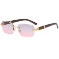 Luxury Rimless Square Sunglasses Man Brand Designer Frameless Gradient Sun Glasses Woman Fashion Vintage Wooden Oculos De Sol. 