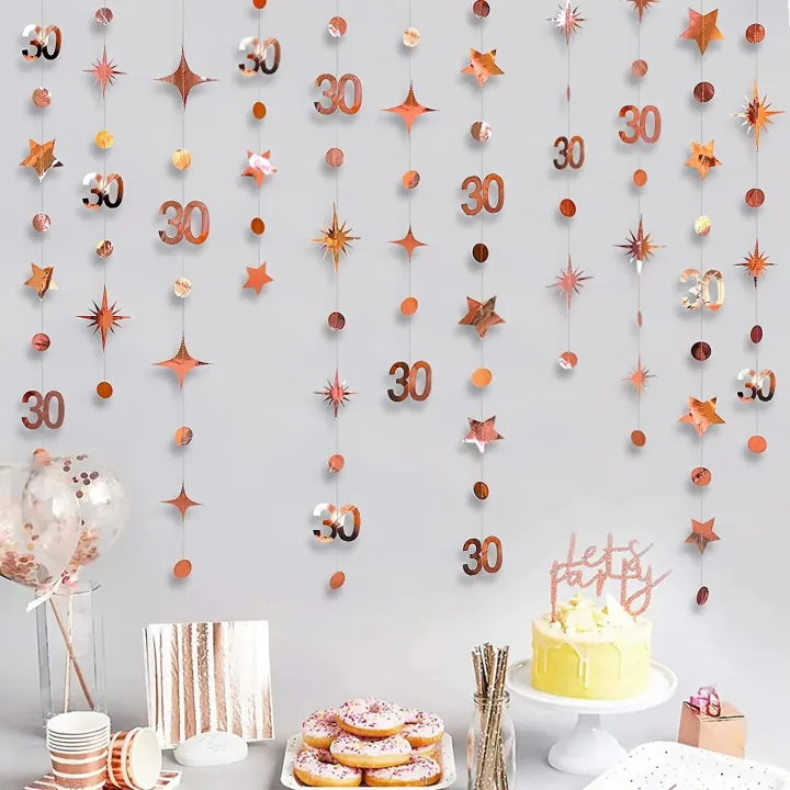 Gold%2030th%20Happy%20Birthday%20Party%20Paper%20Banners%20Decorations%20Number%2030%20Year%20Old%20Circle%20Dots%20Twinkle%20Star%20Garlands%20Hanging%20Backdrops%20-%20Image%202