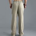 Casual Harem Men pants Male Solid Elastic Waist Straight Loose Pants Washed cotton breathable casual sports trousers linen Pants. 