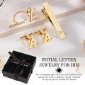 HAWSON Personalized Letter Cufflinks Tie Clips and Tie Buckle Set for Tie and French Cuffs or Dress Shirt ,Gift for him.