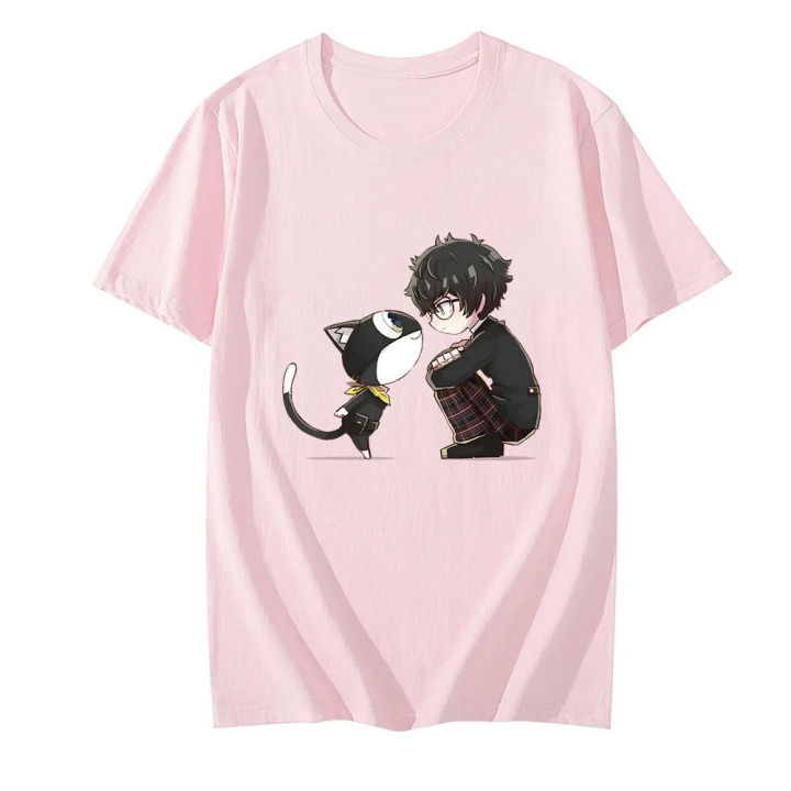 Persona%205%20Morgana%20Mysterious%20Black%20Cat%20T-shirts%20MEN%20Amamiya%20Ren%20Tshirts%20100%25%20Cotton%20High%20Quality%20T%20Shirts%20Comfortable%20Casual%20Top%20-%20Image%204