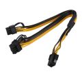Graphics card PCIe Extension Cable-1 * GPU 6Pin Power Female to 8pin (6+2)Pin Male Power Supply Cable-yellow & black. 