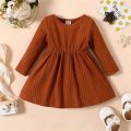 PatPat NewBorn Dresses Baby Girl Clothes New Born Babies Kids Birthday Party Dress Ribbed Striped Long-sleeve Overalls Children.