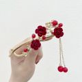 Trendy Ancient style plum blossom twist clip one-line clip female back of the head summer temperament hairpin exquisite high-end headdress hair accessories. 
