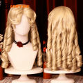Synthetic Lolita Long Curly Wigs For Women Blonde Wig Halloween Cosplay Wig Female Heat-Resisting Fiber Retro Princess Hair Wigs. 