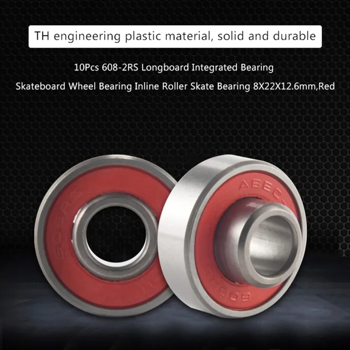 10Pcs%20608-%20Longboard%20Integrated%20Bearing%20Skateboard%20Wheel%20Bearing%20Inline%20Roller%20Skate%20Bearing%208X22X12.6mm,Red%20-%20Image%205