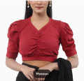 [ Sathi house ] Cotton Half Body short Sleeve Crop Tops Blouse for Women. 