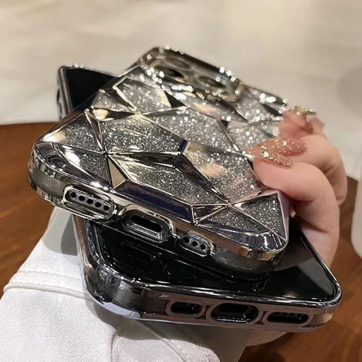 Luxury%20Girl's%20Phone%20Case%20for%20iPhone%2015%2014%2013%2012%2011%20Pro%20Max%20Plus%20Glitter%20Bling%203D%20Cube%20Diamond%20Marble%20Soft%20TPU%20Shockproof%20Cover%20-%20Image%204