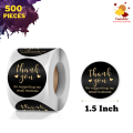 500 pieces 1 Inch/ 1.5 Inch/ 2 Inch Black Thank You Order Stickers Decorative Thank You Label Sticker Stationery, Business Packaged, Gift Wrapped, Handmade and Food Sticker.