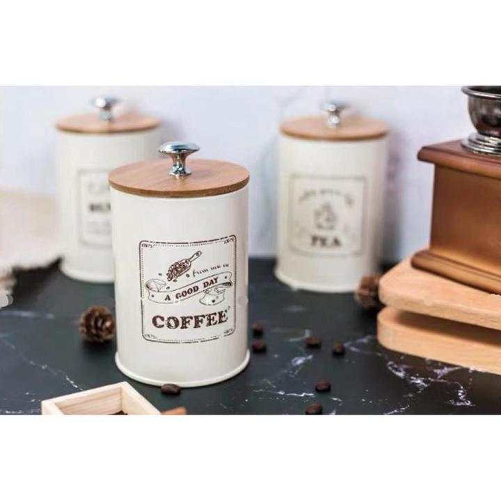 3x Tea Coffee Sugar Canisters Set with Lid Kitchen Storage Jar Food Container