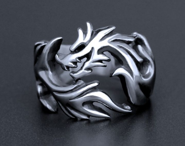 AliExpress zodiac dragon head rings, men's rings, men's domineering vintage jewelry, punk skulls, personality rings