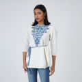 VIRGO WHITE TENCEL SHORT KURTI FOR WOMEN. 